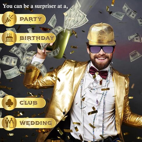 Make it Rain Costume | 80s/90s Hip Hop Costume Kit with Cash Cannon | Gold Cap Dollar Sign & Sunglasses | For Party, Movie, Game | Millionaire Costume Outfit For Men & Women in Saudi Arabia