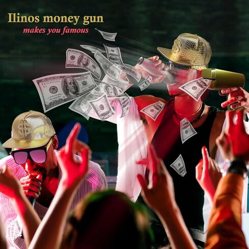 Make it Rain Costume | 80s/90s Hip Hop Costume Kit with Cash Cannon | Gold Cap Dollar Sign & Sunglasses | For Party, Movie, Game | Millionaire Costume Outfit For Men & Women in Saudi Arabia