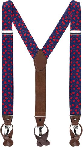 Jacob Alexander Men's Happy Valentine's Day Mini Red Hearts Pattern Suspenders - Dark Blue in Saudi Arabia