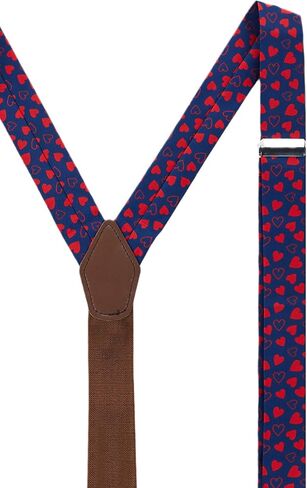 Jacob Alexander Men's Happy Valentine's Day Mini Red Hearts Pattern Suspenders - Dark Blue in Saudi Arabia