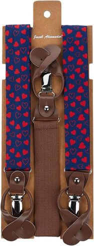 Jacob Alexander Men's Happy Valentine's Day Mini Red Hearts Pattern Suspenders - Dark Blue in Saudi Arabia