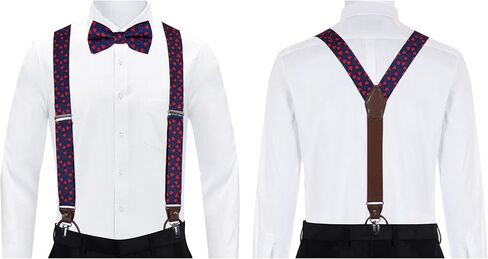 Jacob Alexander Men's Happy Valentine's Day Mini Red Hearts Pattern Suspenders - Dark Blue in Saudi Arabia