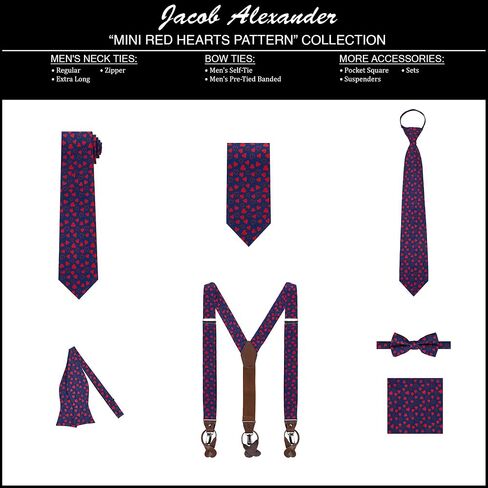 Jacob Alexander Men's Happy Valentine's Day Mini Red Hearts Pattern Suspenders - Dark Blue in Saudi Arabia