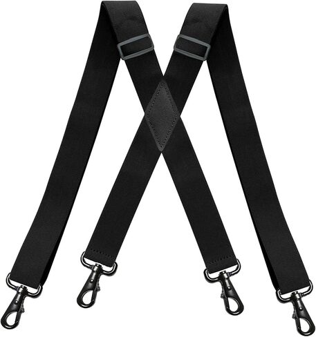 YXRIJDJ Black Men Suspenders 1.4 inch Wide X back Heavy Duty Adjustable Work Suspenders With Swivel Hooks in Saudi Arabia
