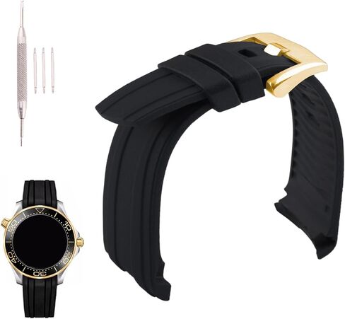 Compatible for 20mm Omega Seamaster diver 300m 300 Aqua-Terra 150m AT150 Speedmaster Moonwatch Rubber Watch Band Replacement for men Silicone Wirstband Strap women Bracelet in Saudi Arabia