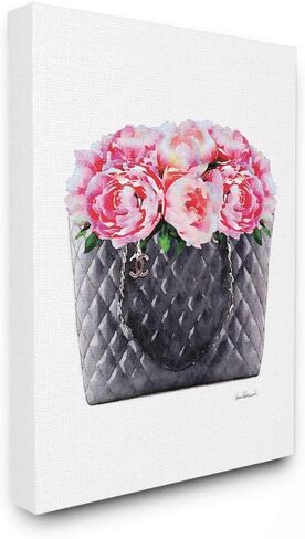 Stupell Industries Pink Flower Purse Glam Fashion Watercolor Design, Designed by Amanda Greenwood Art, 10x15, Wall Plaque in Saudi Arabia