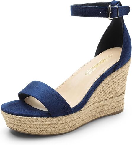 DREAM PAIRS Women's Open Toe Espadrilles Wedge Sandals, Comfortable Adjustable Ankle Strap 3.6 Inch Platform Sandals - Suitable for Vocation Walking Beach Dressy Summer Shoes in Saudi Arabia