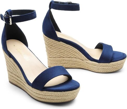 DREAM PAIRS Women's Open Toe Espadrilles Wedge Sandals, Comfortable Adjustable Ankle Strap 3.6 Inch Platform Sandals - Suitable for Vocation Walking Beach Dressy Summer Shoes in Saudi Arabia