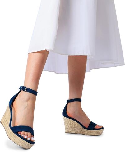 DREAM PAIRS Women's Open Toe Espadrilles Wedge Sandals, Comfortable Adjustable Ankle Strap 3.6 Inch Platform Sandals - Suitable for Vocation Walking Beach Dressy Summer Shoes in Saudi Arabia