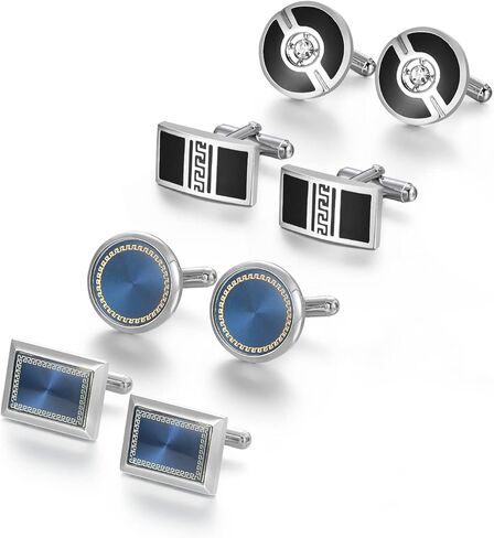 UJOY Mens Cufflinks Set 4 Pairs Formal Business Shirts Dress Buttons Cuff Link Box Packed T0204001 in Kuwait