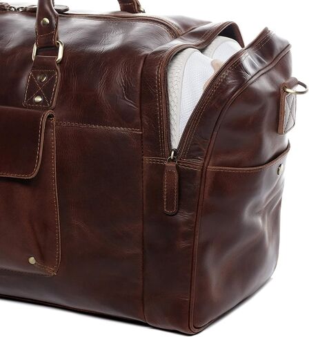 SID & VAIN حقيبة السفر Holdall Yale كبيرة من القماش الخشن حقيبة جلد حقيقية 53 سم عطلة نهاية الأسبوع حقيبة جلدية للرجال براون كونياك ، للجنسين ، دفل السفر, بني كونياك, Unisex-Adults, حقيبة دافل للسفر in Kuwait