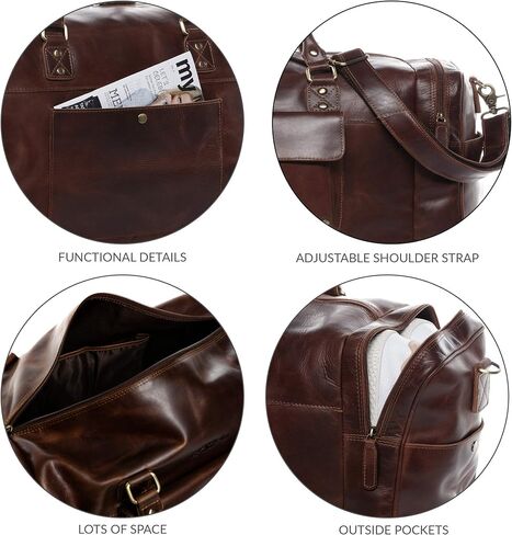 SID & VAIN حقيبة السفر Holdall Yale كبيرة من القماش الخشن حقيبة جلد حقيقية 53 سم عطلة نهاية الأسبوع حقيبة جلدية للرجال براون كونياك ، للجنسين ، دفل السفر, بني كونياك, Unisex-Adults, حقيبة دافل للسفر in Kuwait