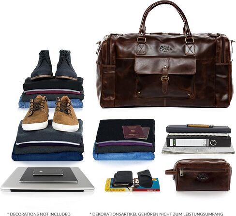 SID & VAIN حقيبة السفر Holdall Yale كبيرة من القماش الخشن حقيبة جلد حقيقية 53 سم عطلة نهاية الأسبوع حقيبة جلدية للرجال براون كونياك ، للجنسين ، دفل السفر, بني كونياك, Unisex-Adults, حقيبة دافل للسفر in Kuwait