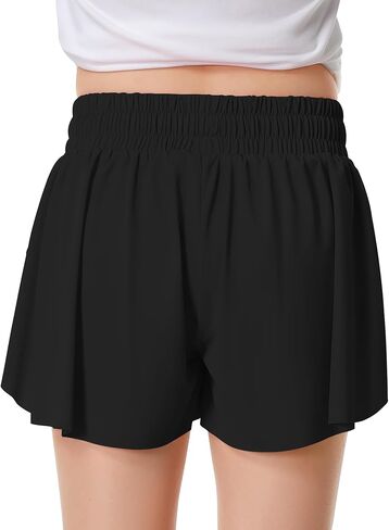 Girls Flowy Shorts Butterfly Shorts for Kids with Pocket 2-in-1 Athletic Shorts Running Shorts for Girls in Kuwait