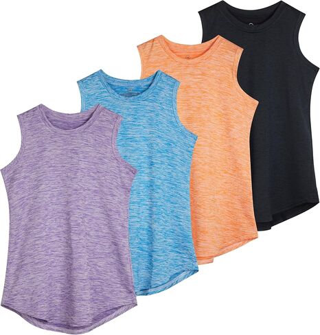 Real Essentials 4 Pack: Girls Active Dry Fit Performance Tank Top in Saudi Arabia