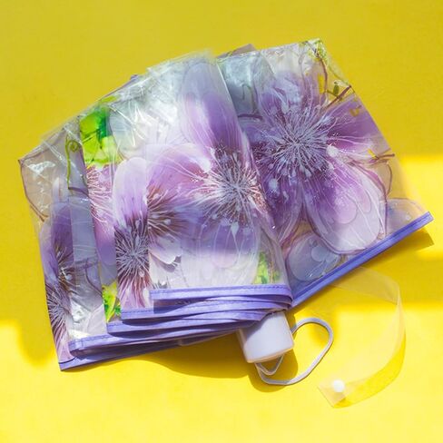 مظلة شفافة بتصميم زهرة الكرز من جي كيه بونسكس، مظلة ساكورا شفافة قابلة للطي، مظلة مطر بثلاث طيات للبنات والاولاد والنساء والطلاب والبالغين in Kuwait