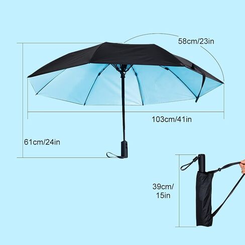 WOOLALA UV Sun Umbrella with Fan, Portable Cooling Fan Umbrella UPF 50+ Foldable Umbrella for Sun & Rain, USB Rechargeable Travel Umbrella Personal Fan for Heatstroke, Hot Days in Saudi Arabia