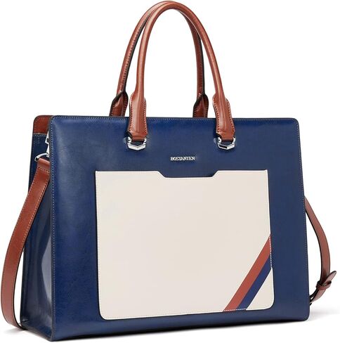 BOSTANTEN Briefcase for Women 15.6 Inch Genuine Leather Laptop Briefcase Shoulder Work Tote Bag Purse and Womens Briefcase Leather Laptop Bag for Women Stylish Messenger Shoulder Handbag 15.6 Inch in Saudi Arabia