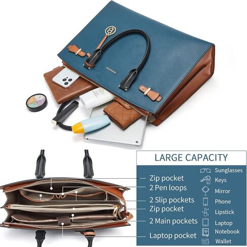 BOSTANTEN Briefcase for Women 15.6 Inch Genuine Leather Laptop Briefcase Shoulder Work Tote Bag Purse and Womens Briefcase Leather Laptop Bag for Women Stylish Messenger Shoulder Handbag 15.6 Inch in Saudi Arabia