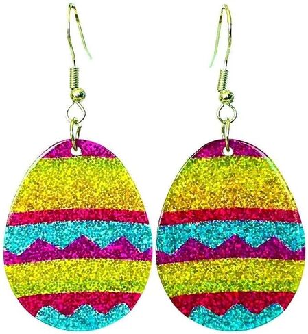 أقراط متدلية لعيد الفصح لطيفة ومضحكة من الأكريليك الملون اللامع على شكل أرنب بيضة أرنب متألقة للربيع للنساء والفتيات، هدية مجوهرات لعيد الفصح السعيد in Kuwait
