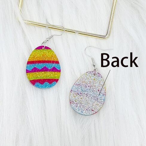 أقراط متدلية لعيد الفصح لطيفة ومضحكة من الأكريليك الملون اللامع على شكل أرنب بيضة أرنب متألقة للربيع للنساء والفتيات، هدية مجوهرات لعيد الفصح السعيد in Kuwait