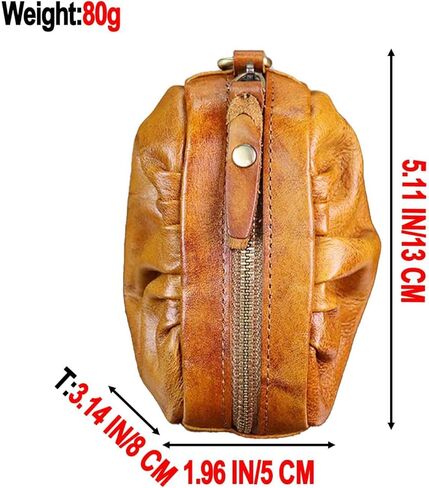 1 Pcs Vintage Pleated Coin Purse-Leather Wristlet Mini Clutch Wallet Purse-Zipper Coin Wallet for Men & Women in Saudi Arabia