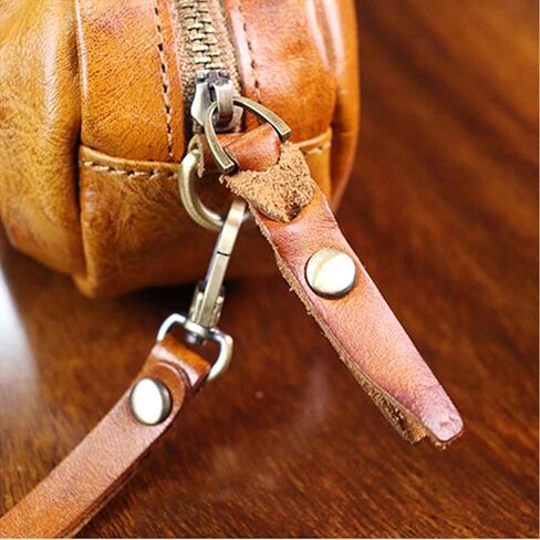 1 Pcs Vintage Pleated Coin Purse-Leather Wristlet Mini Clutch Wallet Purse-Zipper Coin Wallet for Men & Women in Saudi Arabia