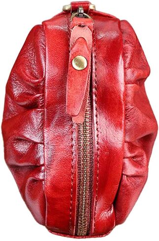1 Pcs Vintage Pleated Coin Purse-Leather Wristlet Mini Clutch Wallet Purse-Zipper Coin Wallet for Men & Women in Saudi Arabia