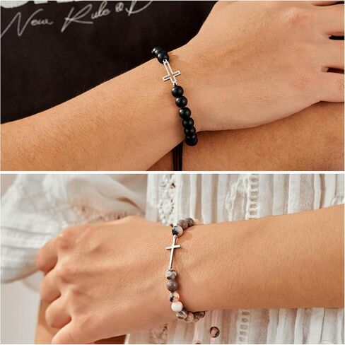 Tarsus Matching Cross Bead Bracelets for Dad Daughter/Mom Son, Perfect Christmas Valentines Day Birthday Presents Gifts in Saudi Arabia