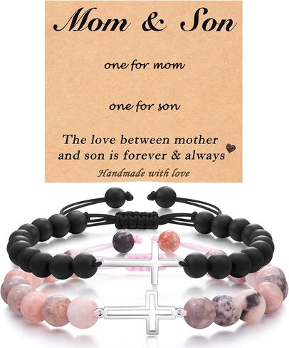 Tarsus Matching Cross Bead Bracelets for Dad Daughter/Mom Son, Perfect Christmas Valentines Day Birthday Presents Gifts in Saudi Arabia