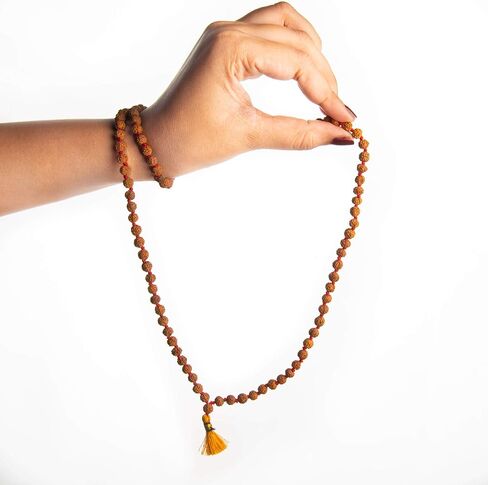 مجموعة Wonder Care من قلادة Rudraksha Mala الأصلية ذات 5 وجوه (Panchmukhi) النيبالية Japa + Rudraksha Mala الأصلية مع غطاء ذهبي اللون in Kuwait