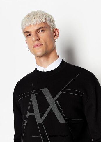 A｜X ARMANI EXCHANGE Men's Cotton Rayon Pullover Logo Sweater in Saudi Arabia