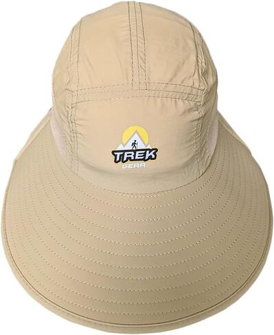 Outdoor TrekGear Sun Protection Hiking Wide Brim Hat for Men and Women - UV Protection with Neck Flap, Khaki Color in Saudi Arabia
