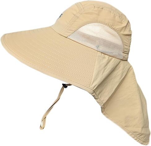 Outdoor TrekGear Sun Protection Hiking Wide Brim Hat for Men and Women - UV Protection with Neck Flap, Khaki Color in Saudi Arabia