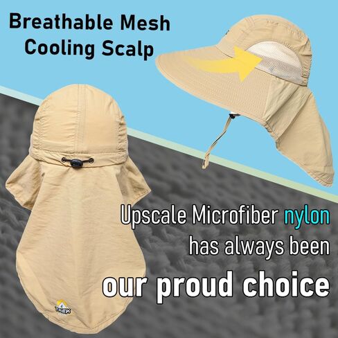 Outdoor TrekGear Sun Protection Hiking Wide Brim Hat for Men and Women - UV Protection with Neck Flap, Khaki Color in Saudi Arabia