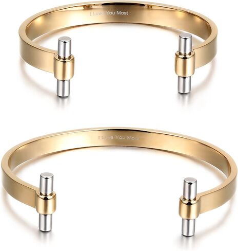 WISTIC Couples Lovers Sweetheart Open Simple Adjustable Cuff Bracelets Declaration of Love Oath Promise Polished Chunky Bracelet Stainless Steel Gold Rose Gold Silver Plated Bangle for Women and in Kuwait