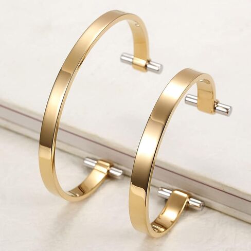 WISTIC Couples Lovers Sweetheart Open Simple Adjustable Cuff Bracelets Declaration of Love Oath Promise Polished Chunky Bracelet Stainless Steel Gold Rose Gold Silver Plated Bangle for Women and in Kuwait