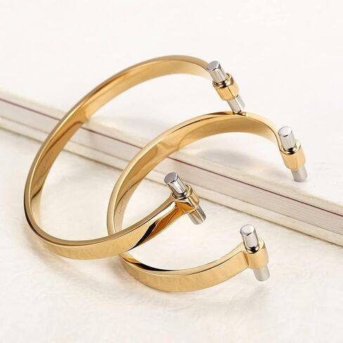 WISTIC Couples Lovers Sweetheart Open Simple Adjustable Cuff Bracelets Declaration of Love Oath Promise Polished Chunky Bracelet Stainless Steel Gold Rose Gold Silver Plated Bangle for Women and in Kuwait