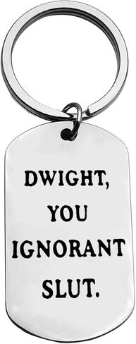 Baixian The Office TV Show Quote Gifts Funny Gift Keychain للأصدقاء زملاء العمل دوايت، أنت جاهل وقحة الفولاذ المقاوم للصدأ سلسلة المفاتيح هدايا عيد الميلاد مكتب لمحبي دوايت زملاء العمل الأصدقاء الأسرة in Kuwait