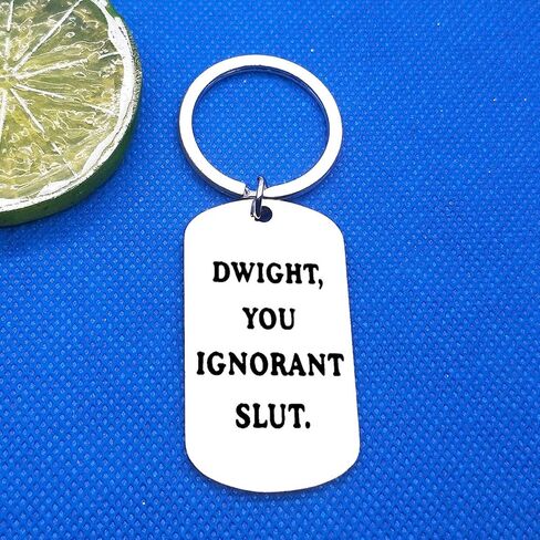 Baixian The Office TV Show Quote Gifts Funny Gift Keychain للأصدقاء زملاء العمل دوايت، أنت جاهل وقحة الفولاذ المقاوم للصدأ سلسلة المفاتيح هدايا عيد الميلاد مكتب لمحبي دوايت زملاء العمل الأصدقاء الأسرة in Kuwait