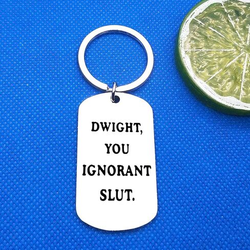Baixian The Office TV Show Quote Gifts Funny Gift Keychain للأصدقاء زملاء العمل دوايت، أنت جاهل وقحة الفولاذ المقاوم للصدأ سلسلة المفاتيح هدايا عيد الميلاد مكتب لمحبي دوايت زملاء العمل الأصدقاء الأسرة in Kuwait
