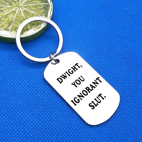 Baixian The Office TV Show Quote Gifts Funny Gift Keychain للأصدقاء زملاء العمل دوايت، أنت جاهل وقحة الفولاذ المقاوم للصدأ سلسلة المفاتيح هدايا عيد الميلاد مكتب لمحبي دوايت زملاء العمل الأصدقاء الأسرة in Kuwait