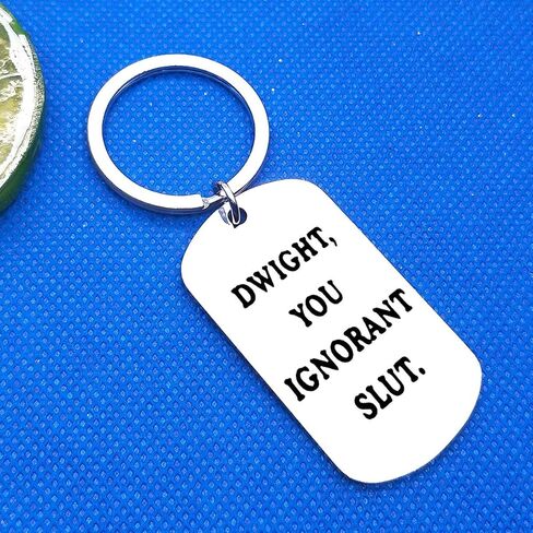 Baixian The Office TV Show Quote Gifts Funny Gift Keychain للأصدقاء زملاء العمل دوايت، أنت جاهل وقحة الفولاذ المقاوم للصدأ سلسلة المفاتيح هدايا عيد الميلاد مكتب لمحبي دوايت زملاء العمل الأصدقاء الأسرة in Kuwait
