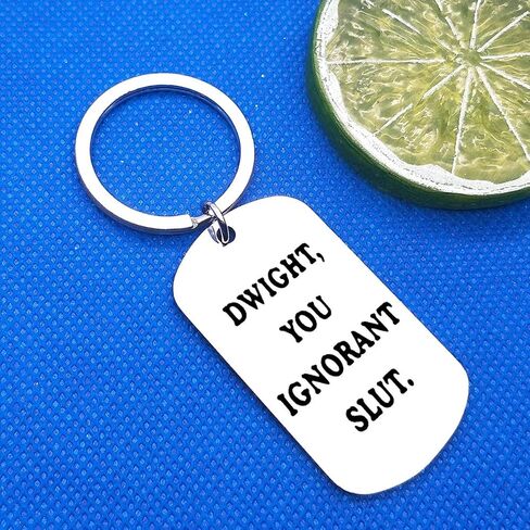 Baixian The Office TV Show Quote Gifts Funny Gift Keychain للأصدقاء زملاء العمل دوايت، أنت جاهل وقحة الفولاذ المقاوم للصدأ سلسلة المفاتيح هدايا عيد الميلاد مكتب لمحبي دوايت زملاء العمل الأصدقاء الأسرة in Kuwait