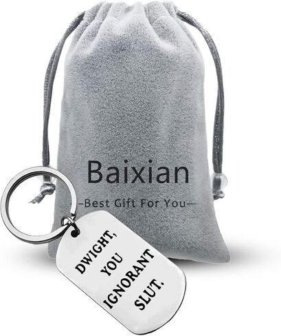 Baixian The Office TV Show Quote Gifts Funny Gift Keychain للأصدقاء زملاء العمل دوايت، أنت جاهل وقحة الفولاذ المقاوم للصدأ سلسلة المفاتيح هدايا عيد الميلاد مكتب لمحبي دوايت زملاء العمل الأصدقاء الأسرة in Kuwait
