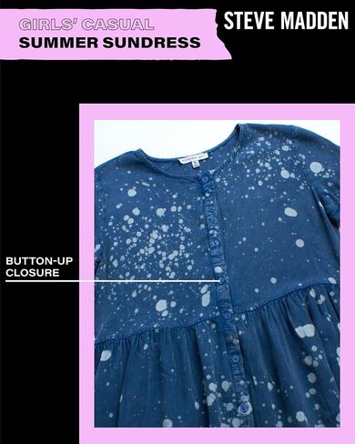 Steve Madden Girls' Dress - Short Sleeve or Sleveless Tunic Dress - Casual Summer Sundress for Girls (4-12) in Saudi Arabia