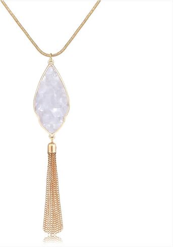 Long Necklaces for Women Statement Arrowhead Acrylic Pendant Necklaces Boho Tassel Y Necklace Fashion Jewelry in Saudi Arabia