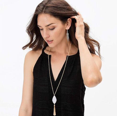 Long Necklaces for Women Statement Arrowhead Acrylic Pendant Necklaces Boho Tassel Y Necklace Fashion Jewelry in Saudi Arabia