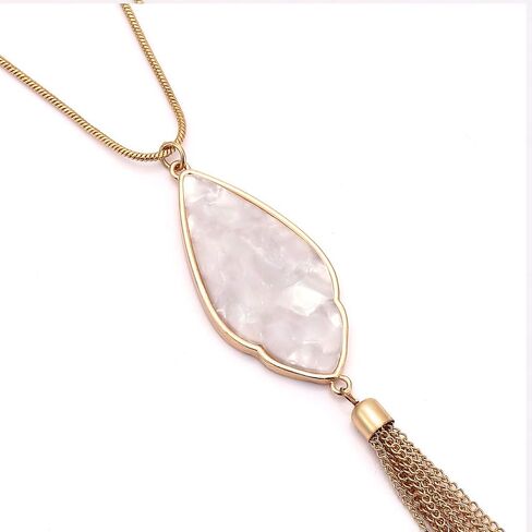 Long Necklaces for Women Statement Arrowhead Acrylic Pendant Necklaces Boho Tassel Y Necklace Fashion Jewelry in Saudi Arabia