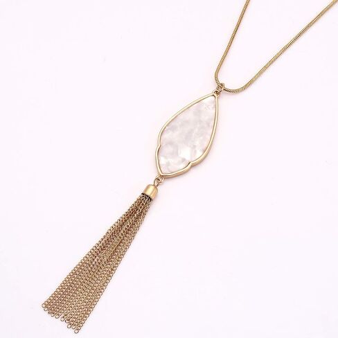 Long Necklaces for Women Statement Arrowhead Acrylic Pendant Necklaces Boho Tassel Y Necklace Fashion Jewelry in Saudi Arabia
